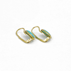 Gold and turquoise cabochon earrings