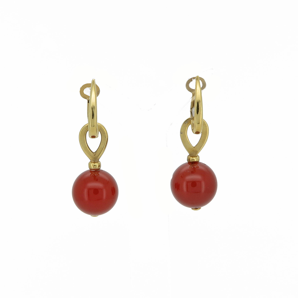 Orecchini pendenti con corniola in oro 18kt