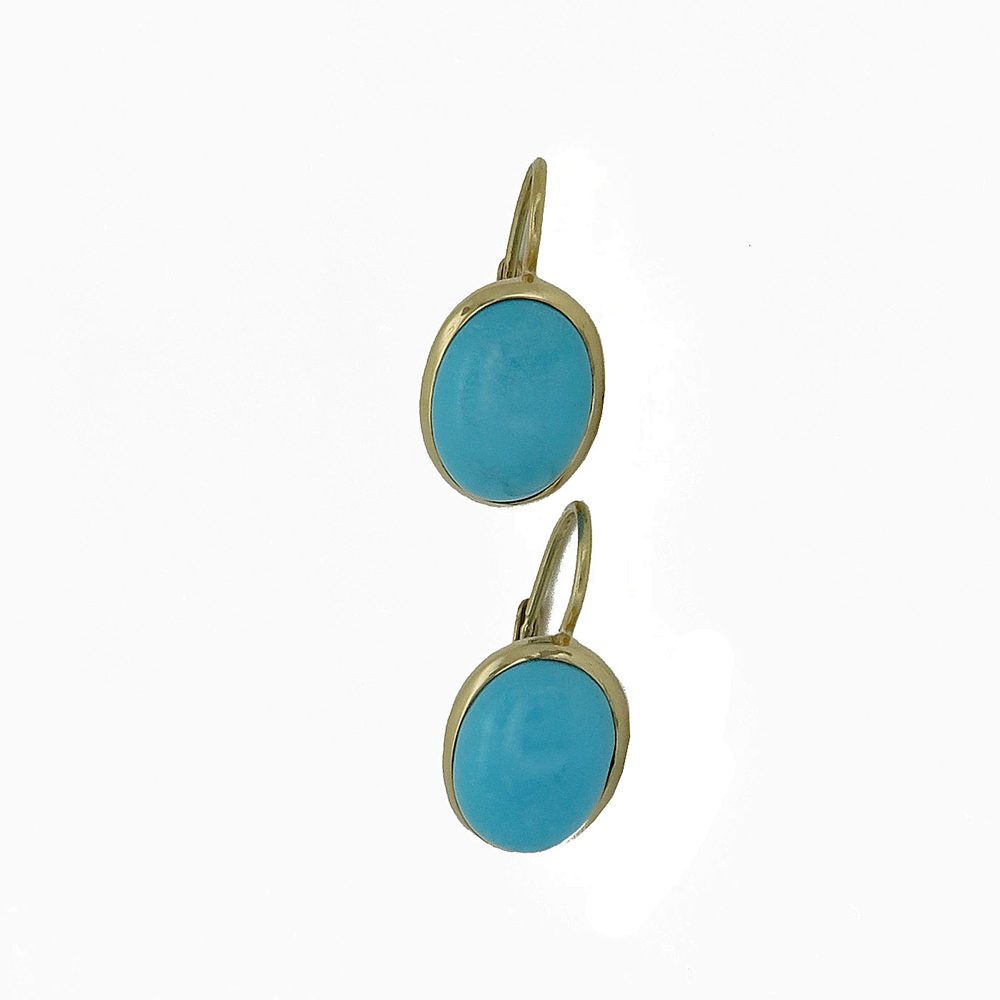 Orecchini cabochon in oro e turchese