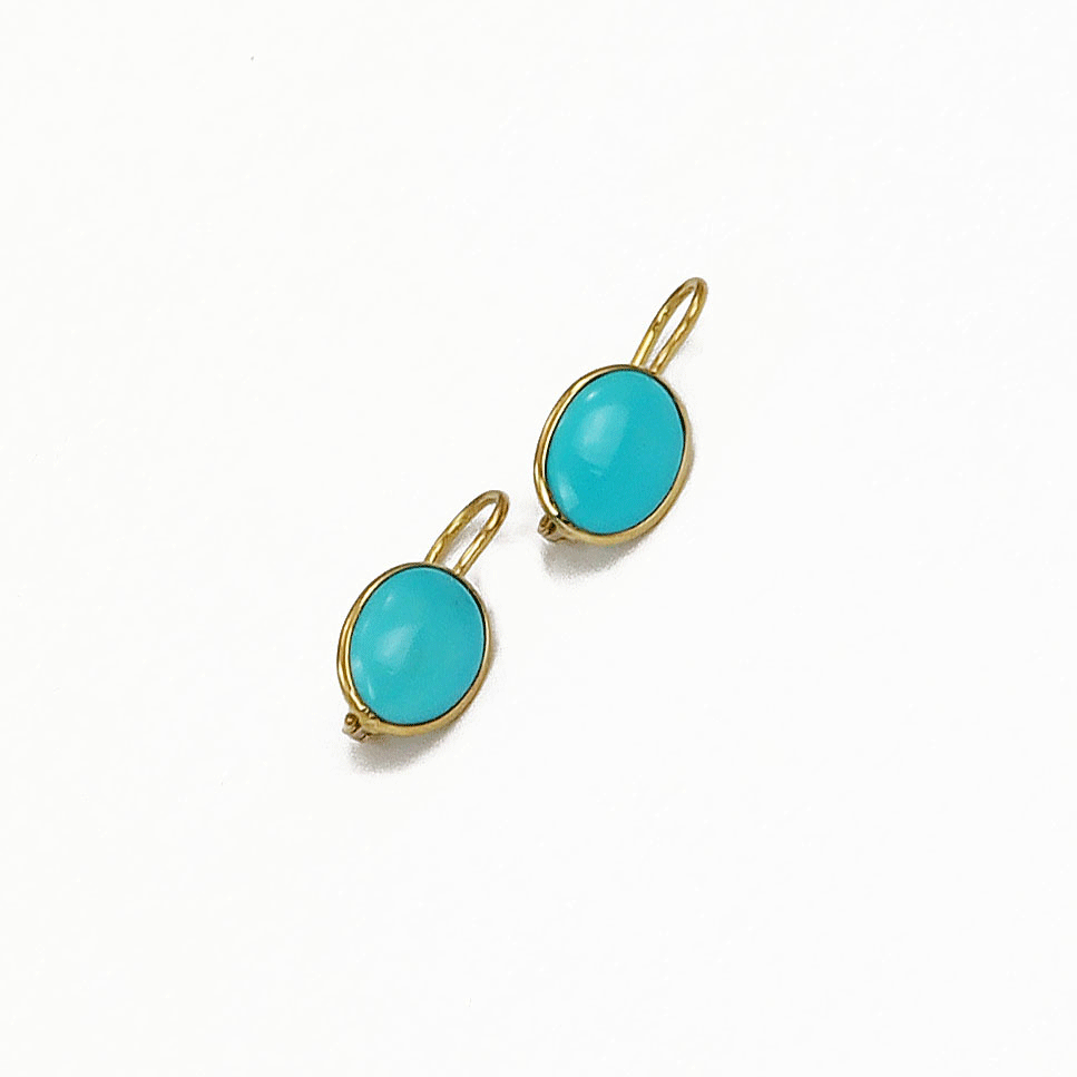 Gold and turquoise cabochon earrings