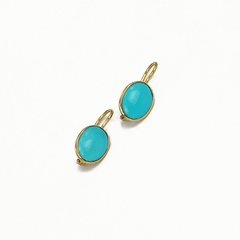 Gold and turquoise cabochon earrings