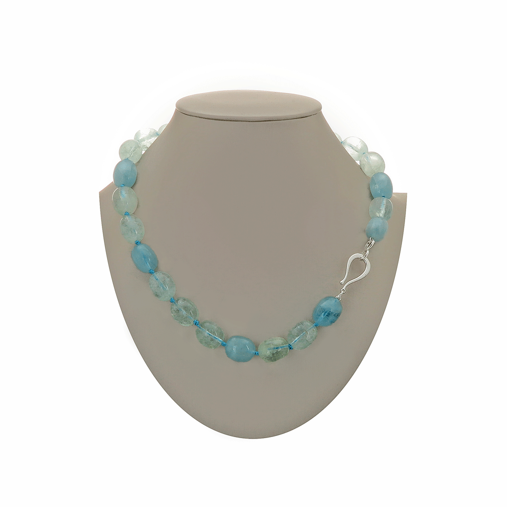 Necklace with stone aquamarine