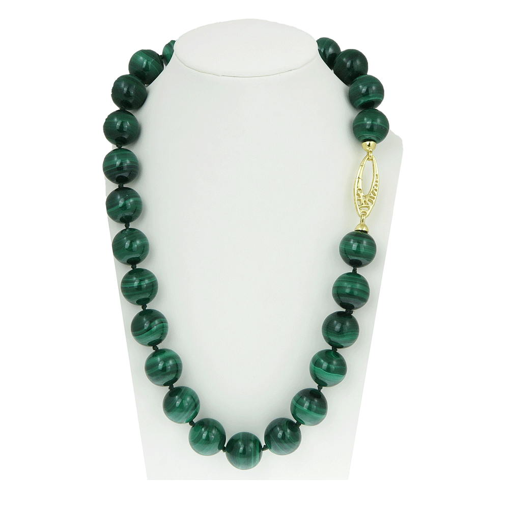 Collana in malachite sferica
