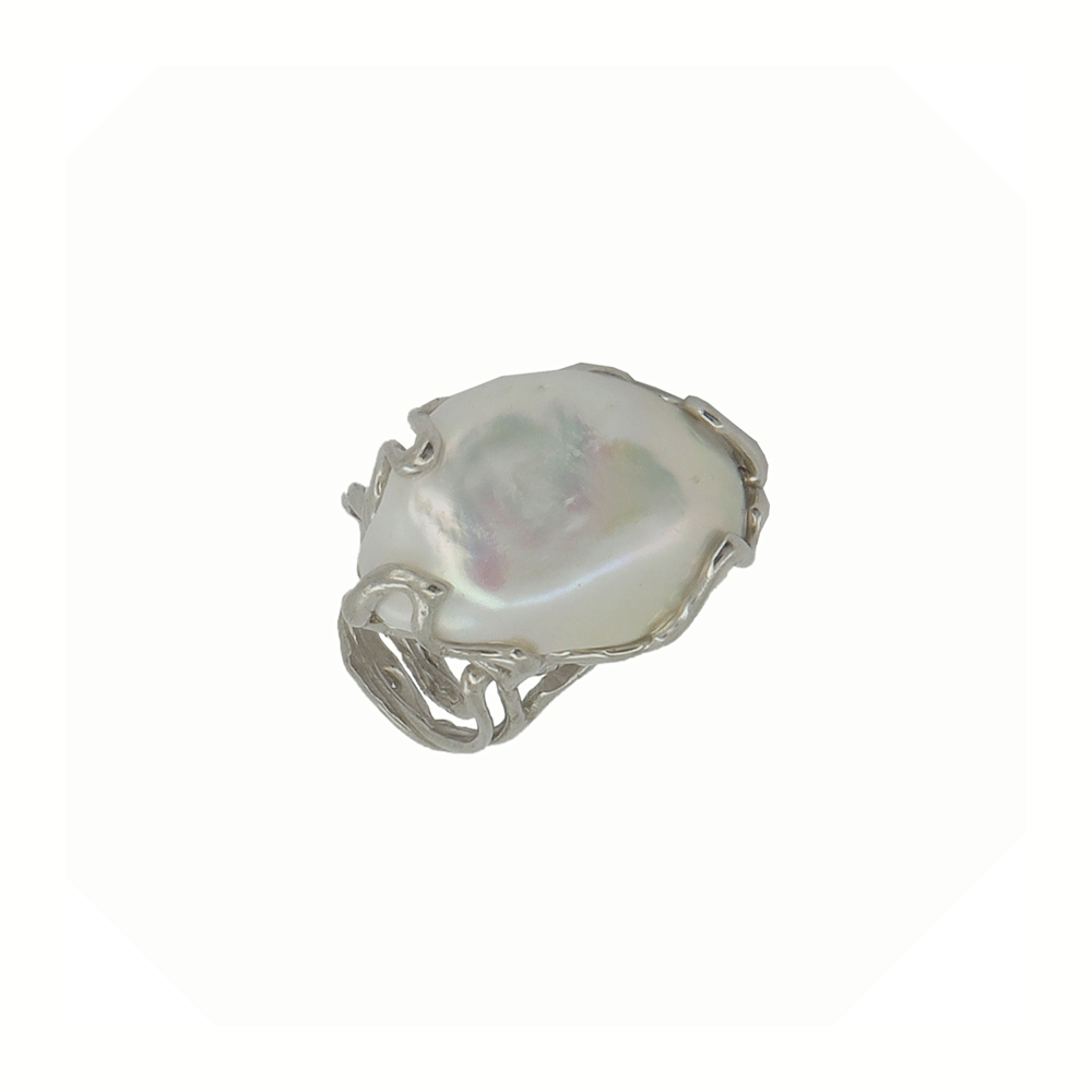 Anello con perla e argento