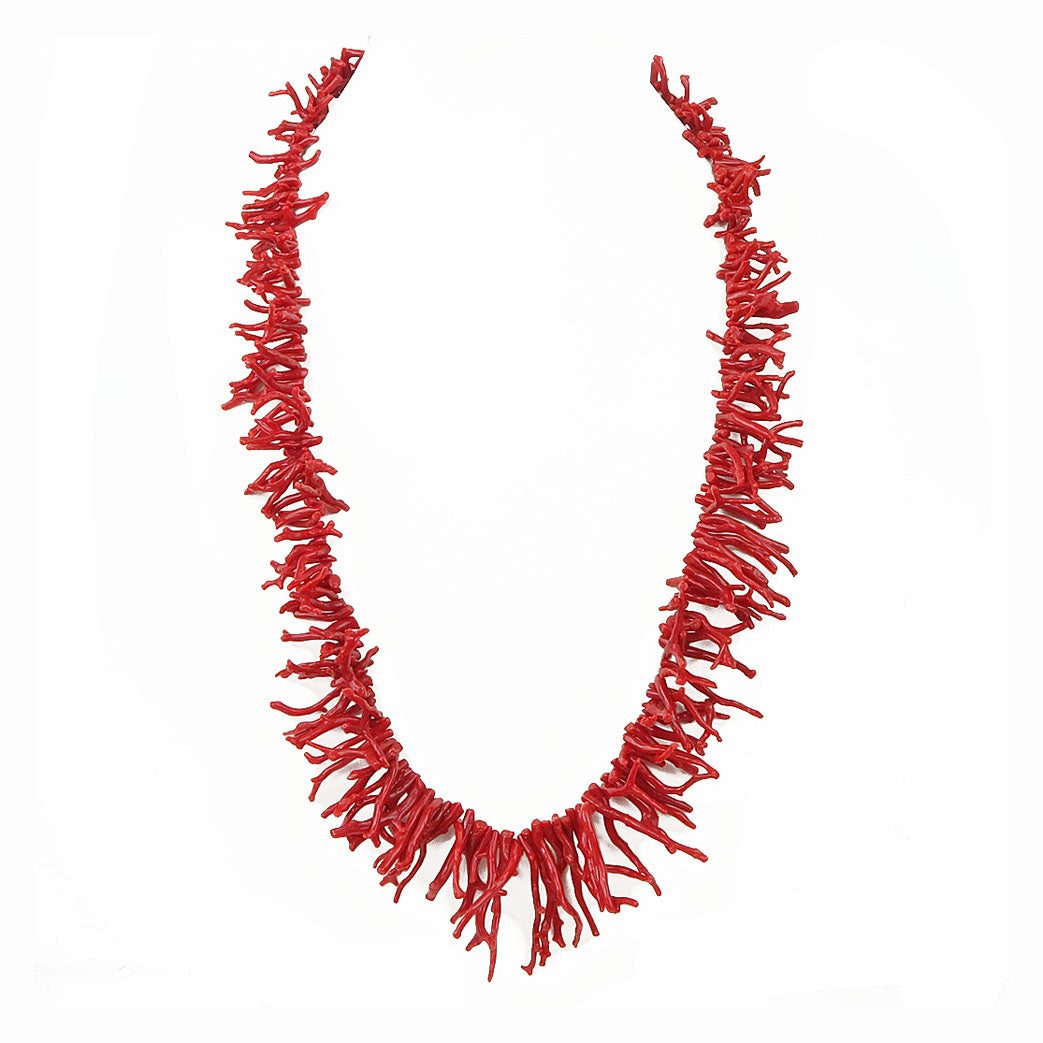 Collana in corallo rosso a frangia