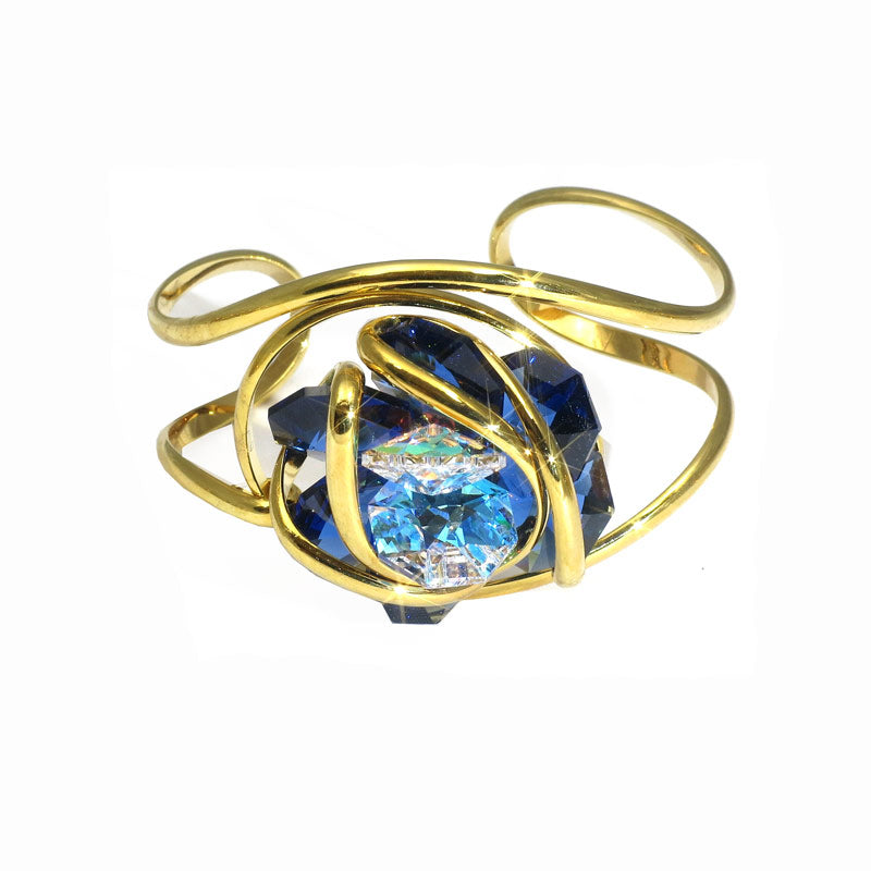 Bracciale rigido con fiore di cristalli