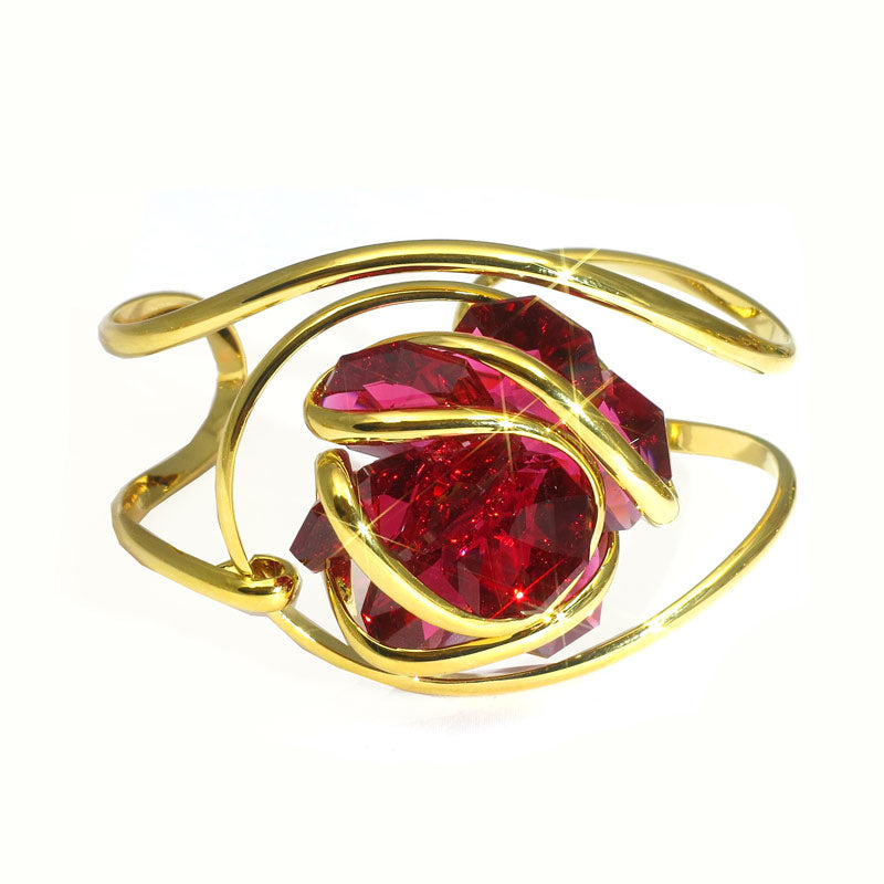 Bracciale rigido con fiore di cristalli