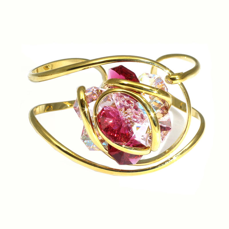 Bracciale rigido con fiore di cristalli