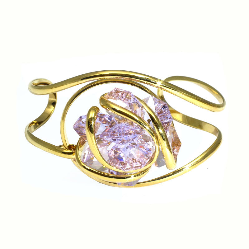 Bracciale rigido con cristalli a fiore