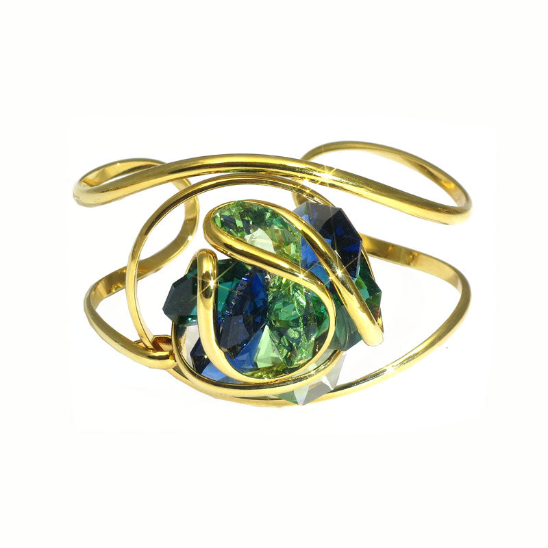 Bracciale rigido con fiore di cristalli