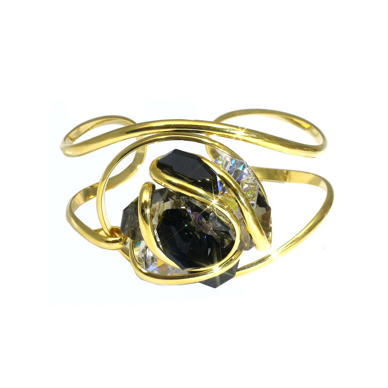 Bracciale rigido con fiore di cristalli