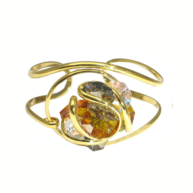 Bracciale rigido con fiore di cristalli