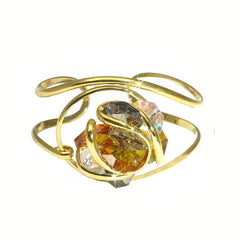 Bracciale rigido con fiore di cristalli