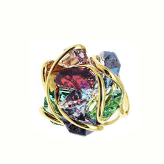 Anello con fiore di cristalli