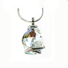 Rhodium-plated pendant with crystal drop