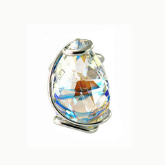 Ring with rhodium-plated teardrop crystal