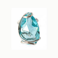 Ring with rhodium-plated teardrop crystal