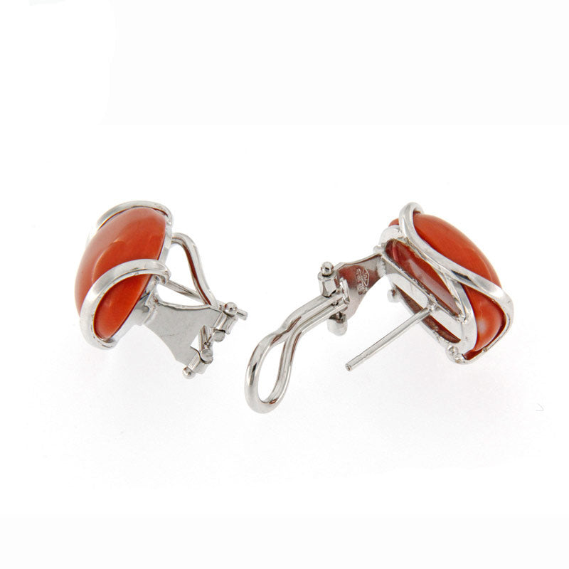 Orecchini in oro bianco 18 kt e corallo rosso