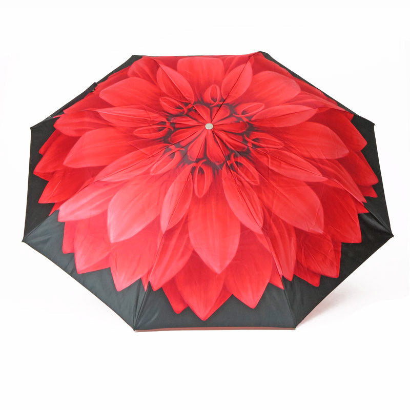 ombrello pieghevole con fiore rosso