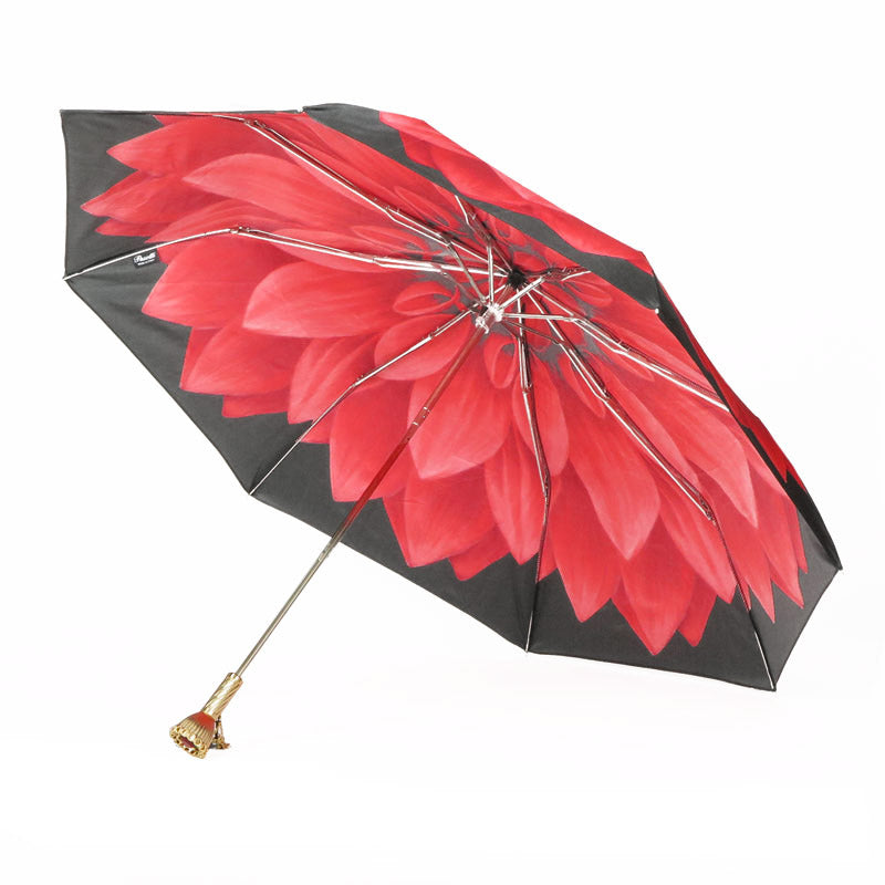 Ombrello pieghevole da donna fiore rosso