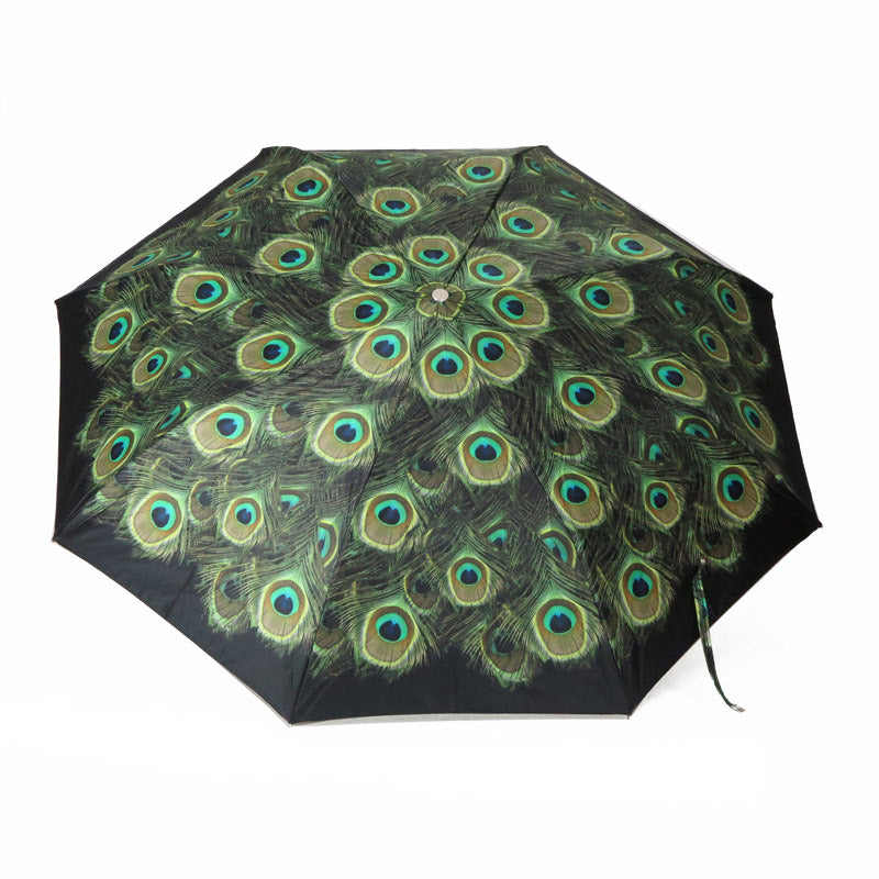 Peacock pattern folding umbrella