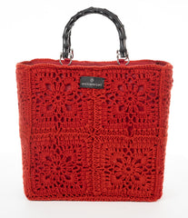 Red wool crochet bag