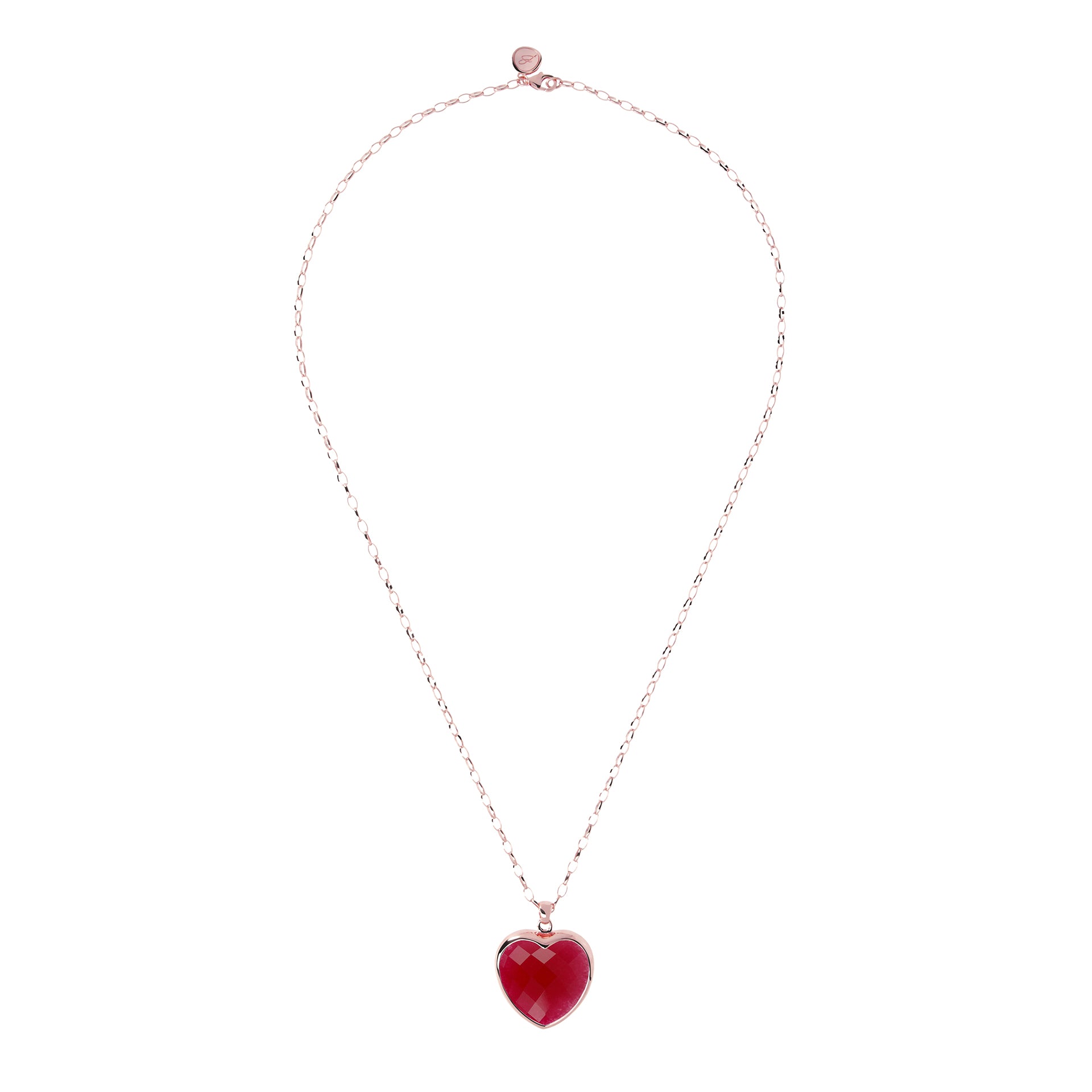 Long necklace with red agate heart pendant