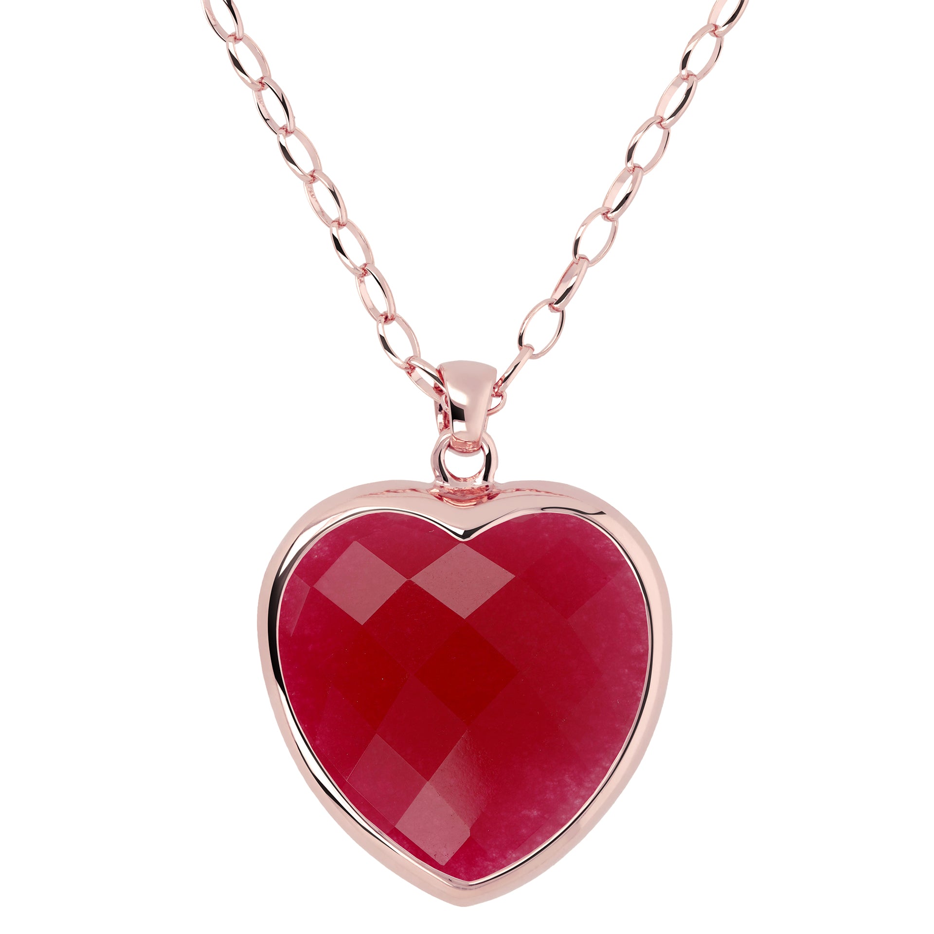 Long necklace with red agate heart pendant