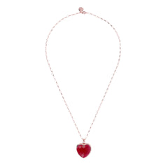 Long necklace with red agate heart pendant
