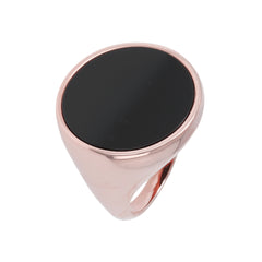 Anello chevalier rosè con onice nero