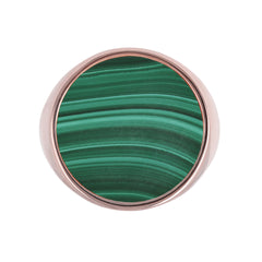 Anello chevalier rosè con malachite
