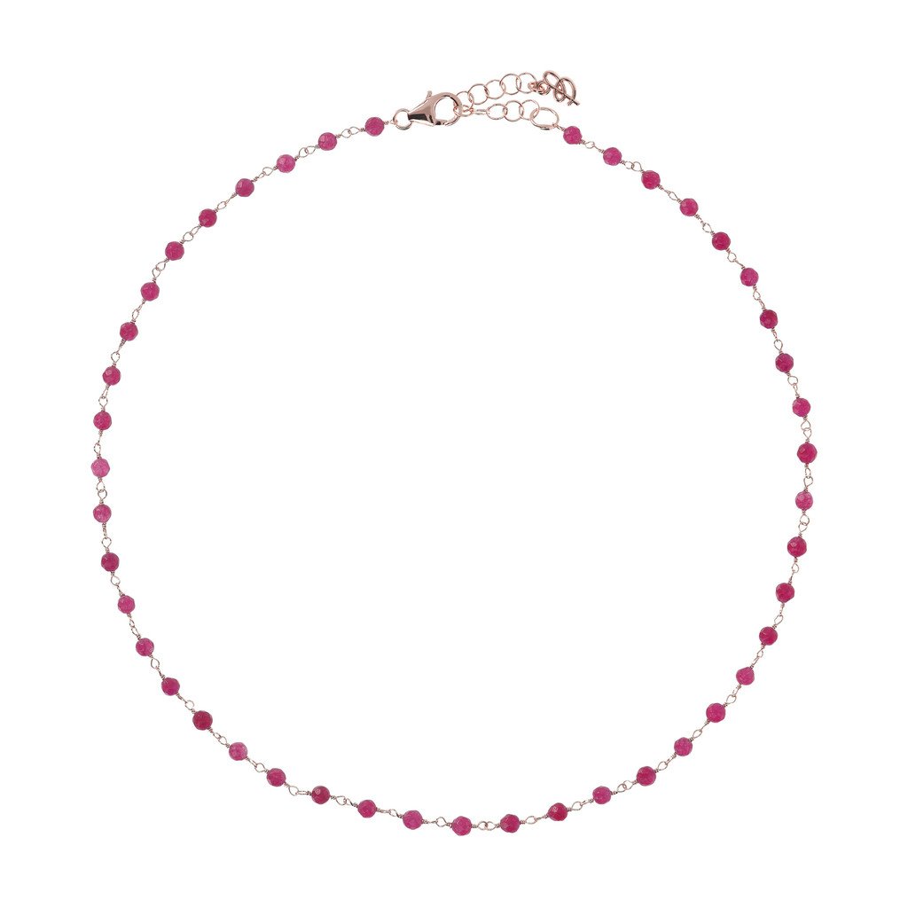 Collana rosario con pietre color rubino