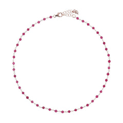 Collana rosario con pietre color rubino
