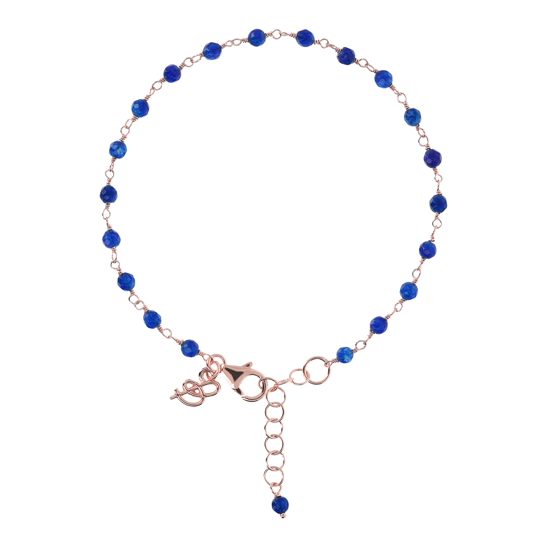 Rosé bracelet with small blue agate stones