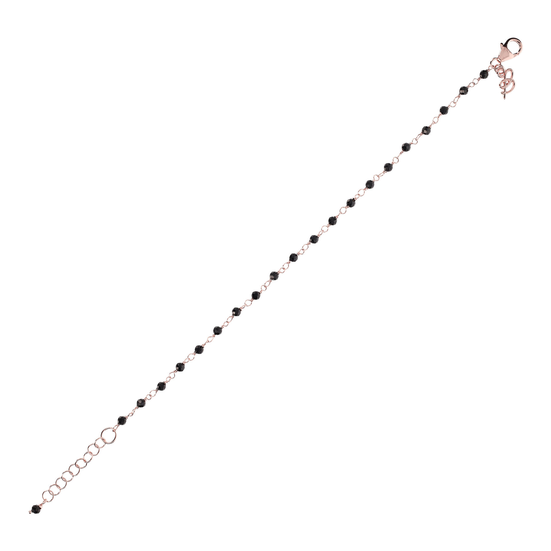 Rose Rosary Bracelet with Black Onyx Stones