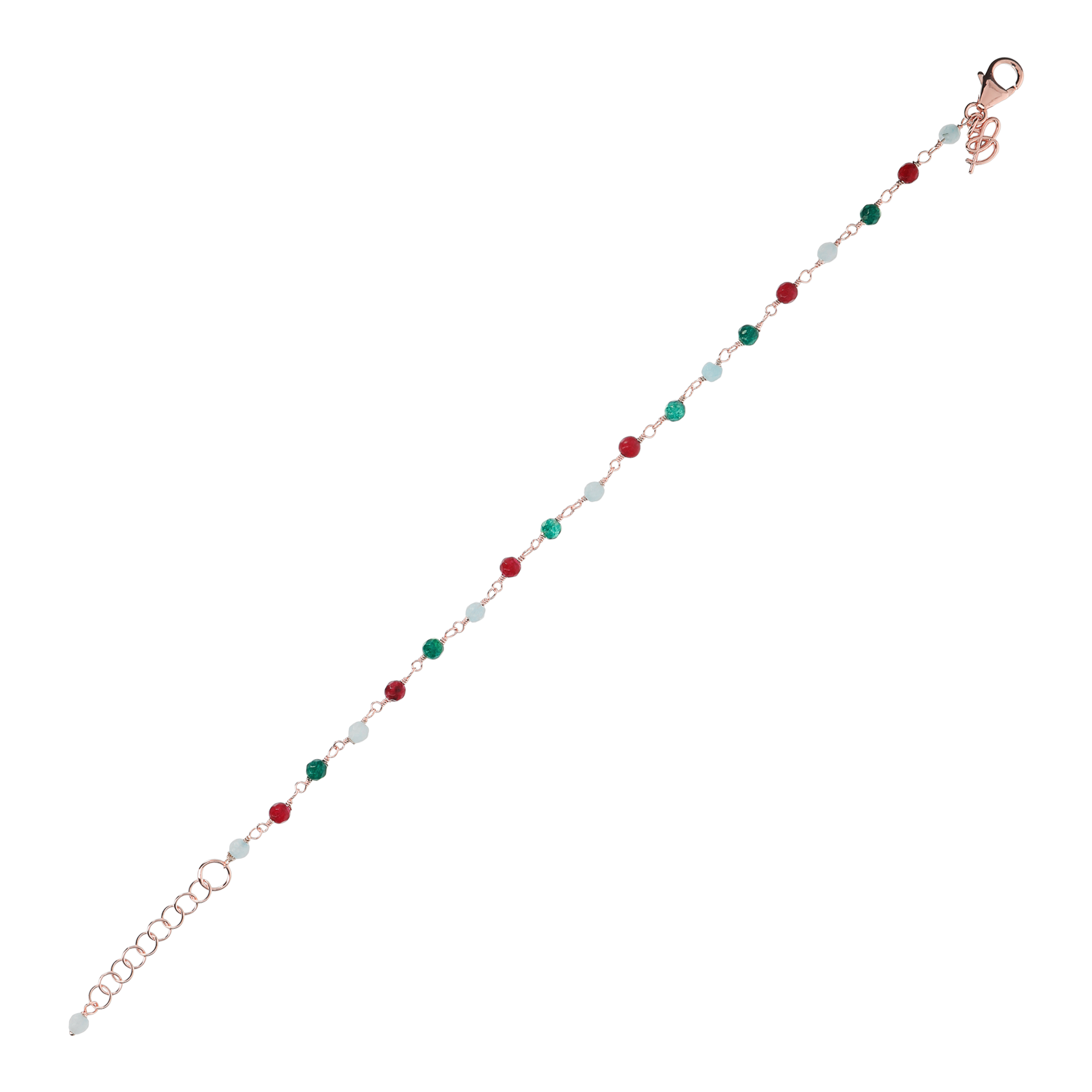 Bracciale a rosario rosè con quarzi multicolore