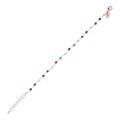 Bracciale a rosario rosè con quarzi multicolore