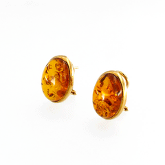 Lobe earrings in amber and 18 kt gold