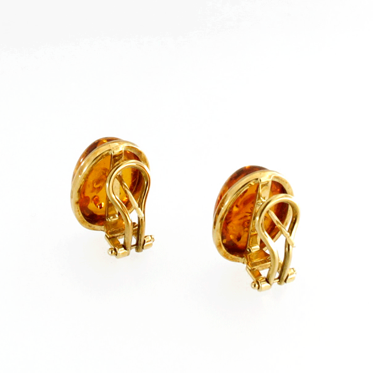 Lobe earrings in amber and 18 kt gold