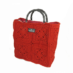 Red wool crochet bag