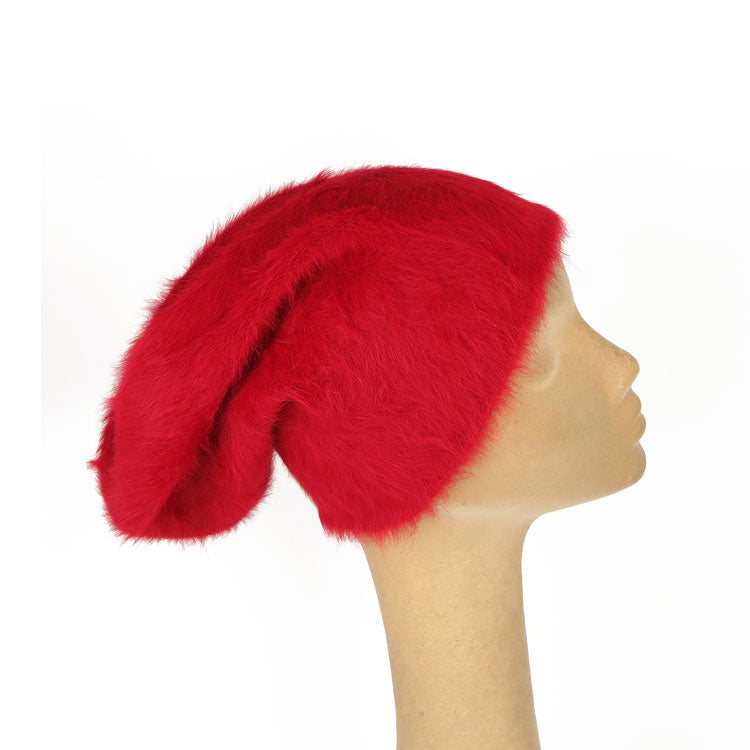 Cappello morbido in angora rossa