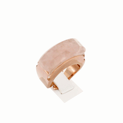 Rose quartz and golden silver ring