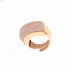 Rose quartz and golden silver ring