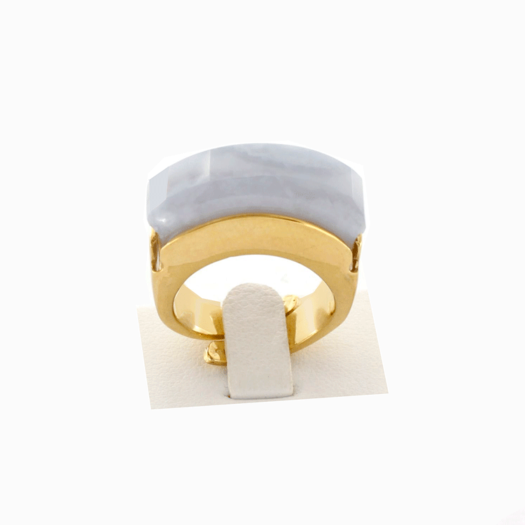 Gold plated silver ring with chalcedony