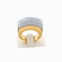Gold plated silver ring with chalcedony