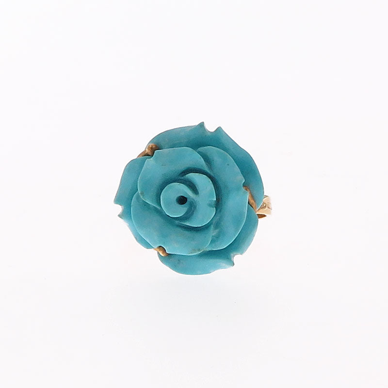 Ring with rose-shaped turquoise in 18kt gold