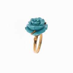 Ring with rose-shaped turquoise in 18kt gold