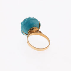 Ring with rose-shaped turquoise in 18kt gold