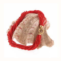 Collana torchon in corallo rosso e oro 18 kt