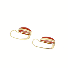 18 kt gold and red coral spool earrings